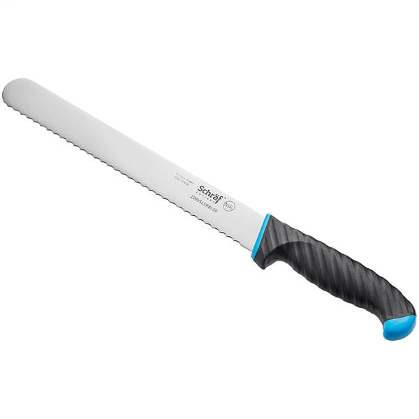 Schraf 10" Serrated Slicing Knife w/ TPRgrip Handle – item 220VSLSRBL10