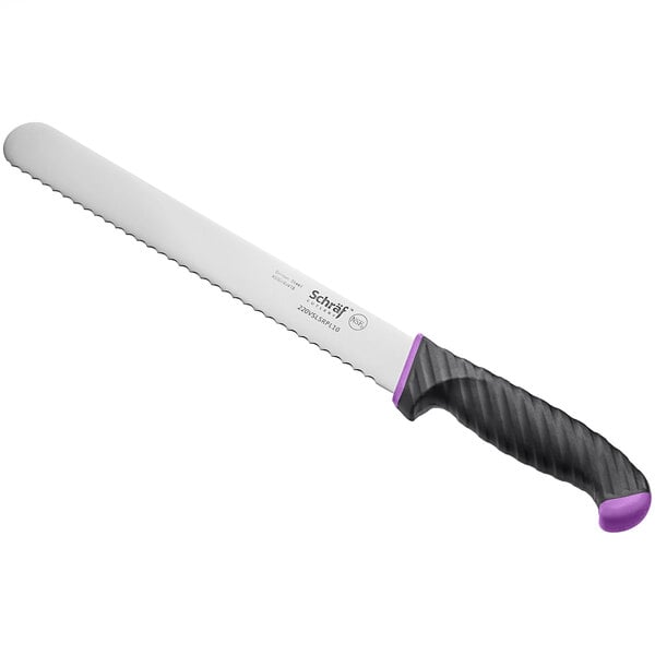 Schraf Slicing Knife w/ Purple Allergen-Free TPRgrip Handle – item 220VSLSRPL10