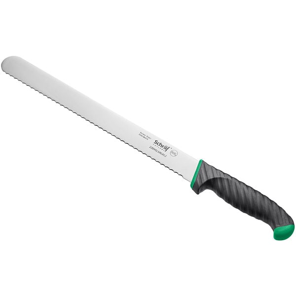 Schraf 12" Serrated Slicing Knife w/ TPRgrip Handle – item 220VSLSRGR12