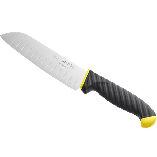 Schraf 7" Granton Santoku Knife w/ Yellow TPRgrip Handle – item 220VSTKUGEY7