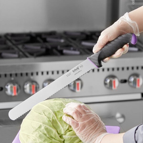 Schraf Slicing Knife w/ Purple Allergen-Free TPRgrip Handle – item 220VSLSRPL12 image 2