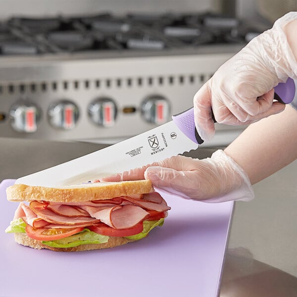 Mercer Culinary M23210PU Bread Knife w/ Purple Handle – item 470M23210PU image 2