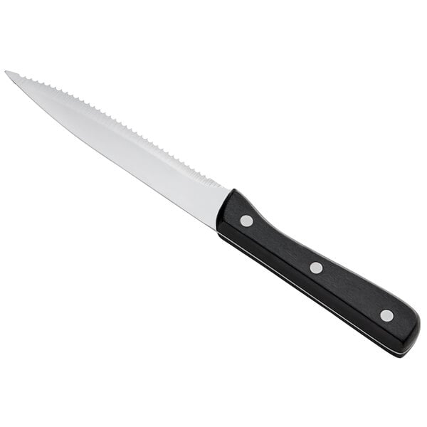 Steak Knife w/ Black Bakelite Riveted Handle & Pointed Blade – item 17620304