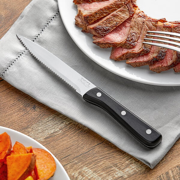 Steak Knife w/ Black Bakelite Riveted Handle & Pointed Blade – item 17620304 image 2
