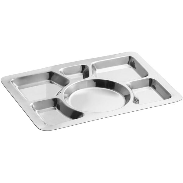 Choice 15 1/2" x 11 1/2" Ambidextrous 6 Serving Plate – item 176CTRYRR6SS