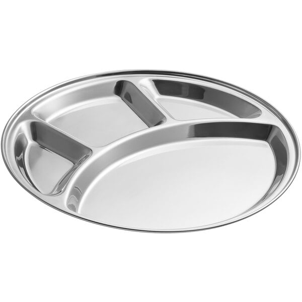 Choice 12 1/2" Ambidextrous 4 Compartment Thali Plate – item 176CTRYRN4SS