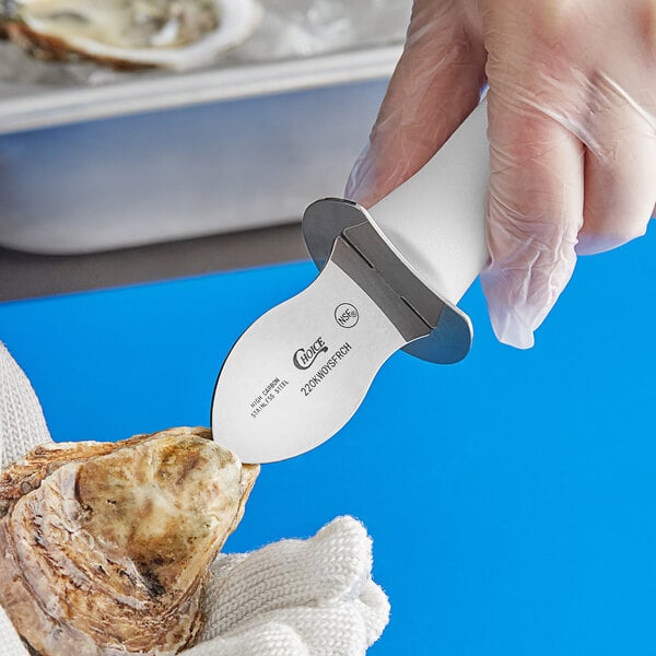 Choice 2" Frenchman Oyster Knife w/ Guard & White Handle – item 220KWOYSFRCH image 2