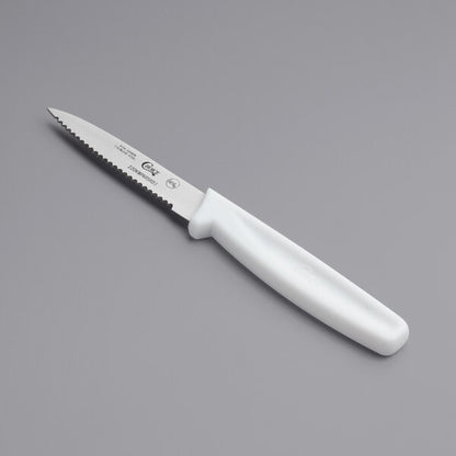 Choice 3" Serrated Edge Paring Knife w/ White Handle – item 220KWPARSRD3