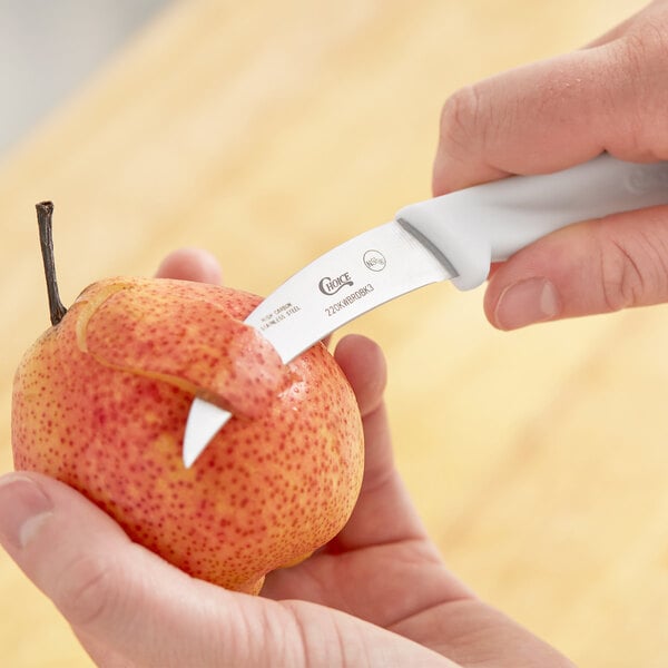Choice 3" Bird's Beak Paring Knife w/ White Handle – item 220KWBRDBK3 image 2