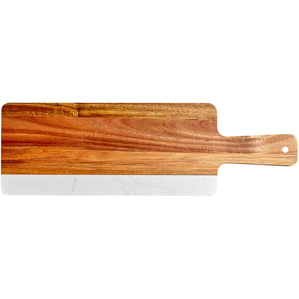 Acopa 14" x 6" Acacia Wood and Serving Board w/ Handle – item 303SBMW196 image 2