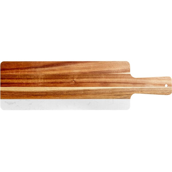 Acopa 17 1/2" x 7" Acacia Wood and Serving Board w/ Handle – item 303SBMW237 image 2