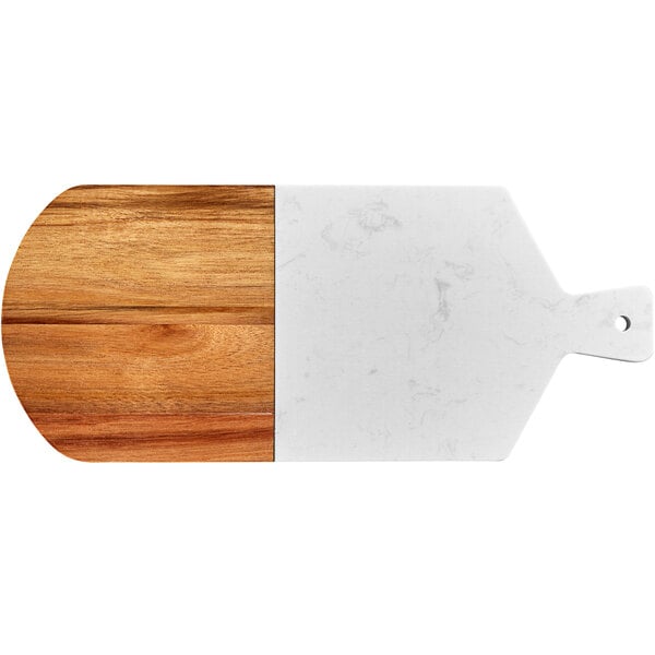 Acopa 14" x 7" Acacia Wood and Serving Board w/ Handle – item 303SBMW167 image 2