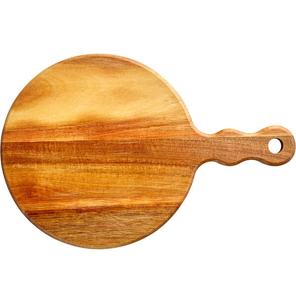 Acopa 10" Round Acacia Wood Serving Board w/ Handle – item 303SBR10 image 2