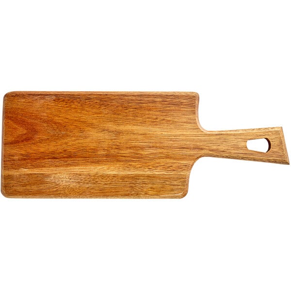 Acopa 10 1/2" x 6" Acacia Wood Serving Board w/ Handle – item 303SBRT156 image 2