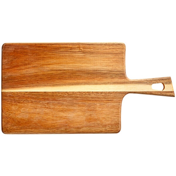 Acopa 12 1/2" x 9 1/4" Acacia Wood Serving Board w/ Handle – item 303SBRT179 image 2