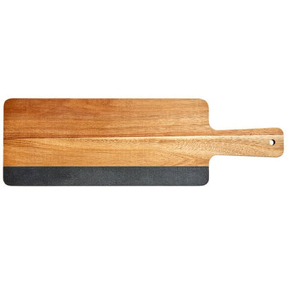 Acopa 14" x 6" Acacia Wood and Slate Serving Board w/ Handle – item 303SBMB196 image 2