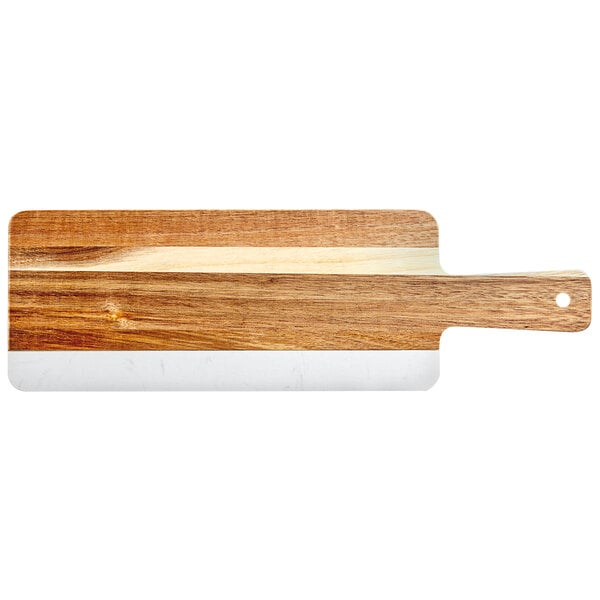 Acopa 12" x 5" Acacia Wood and Serving Board w/ Handle – item 303SBMW165 image 2