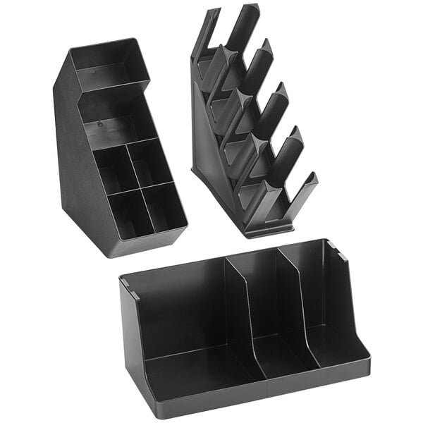 Choice Black Plastic Coffee Organizer Condiment Station Set – item 176CTOSTATN1