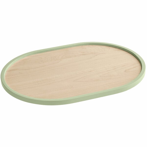 Cal-Mil Blonde 16" x 22" Serving Tray w/ Matcha Colored Rim – item 211223791627