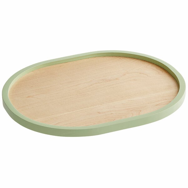 Cal-Mil Blonde 13" x 16" Serving Tray w/ Matcha Colored Rim – item 211223791317