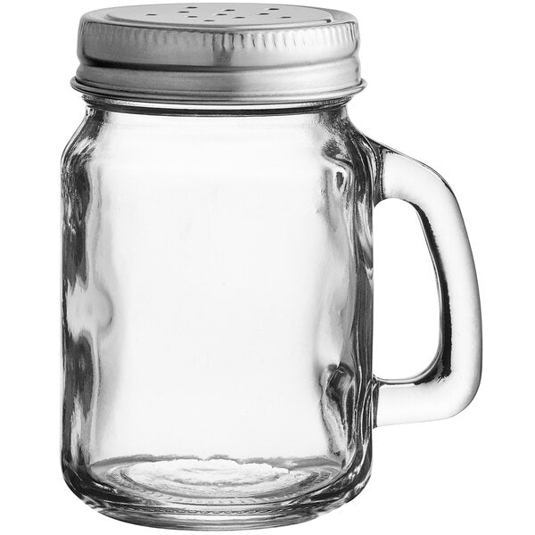 Tablecraft 4.5 oz. Glass Mason Jar w/ Top Seasoning Shaker – item 808H475S