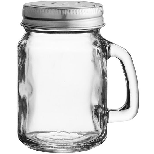 Tablecraft 4.5 oz. Glass Mason Jar w/ Top Seasoning Shaker – item 808H475S