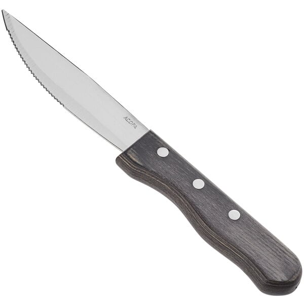 Acopa 4 7/8" Steak Knife w/ Jumbo Gray Wood Handle – item 26720404