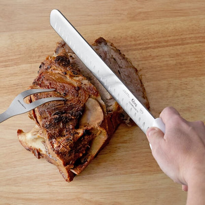 Choice 10" Granton Edge Slicing Knife w/ White Handle – item 220KWSLCGE10 image 2