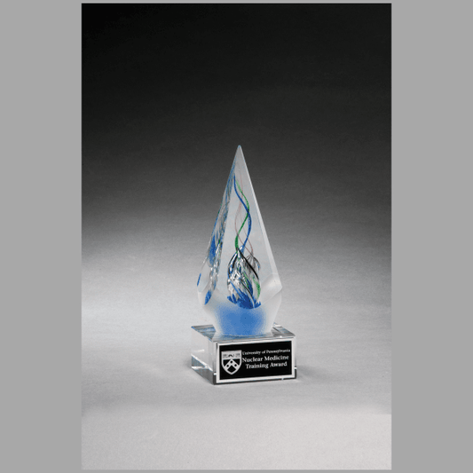 7.125" Frosted Glass Accent Arrow Art on Clear Base Plaque – item 2264