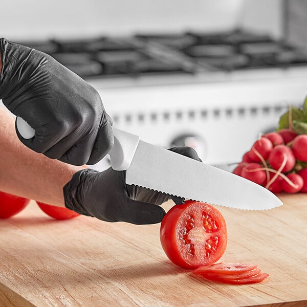 Choice 8" Serrated Chef Knife w/ White Handle – item 220KWCHEFSR8 image 2