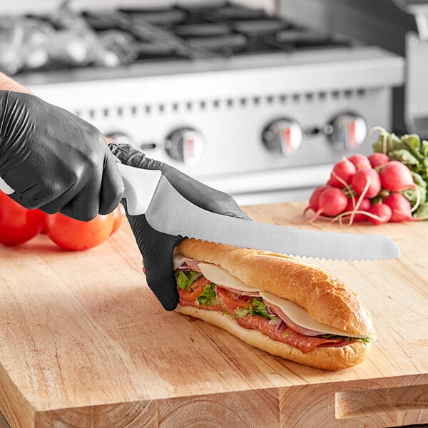 Choice 10" Serrated Offset Bread Knife w/ White Handle – item 220KWBRDOF10 image 2