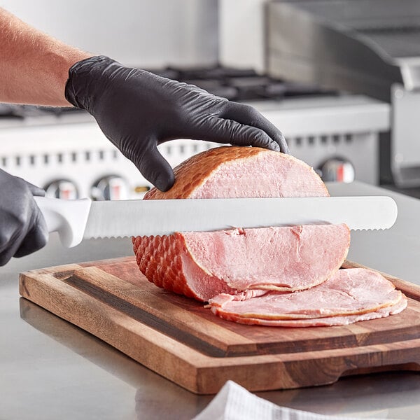Choice 14" Serrated Edge Slicing Knife w/ White Handle – item 220KWSLCSR14 image 2