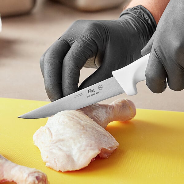 Choice 5" Wide Stiff Boning Knife w/ White Handle – item 220KWBNSFWD5 image 2