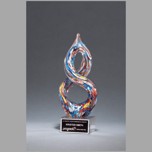 10" Helix Multi-Color Art Glass on Clear Base Award – item 2270