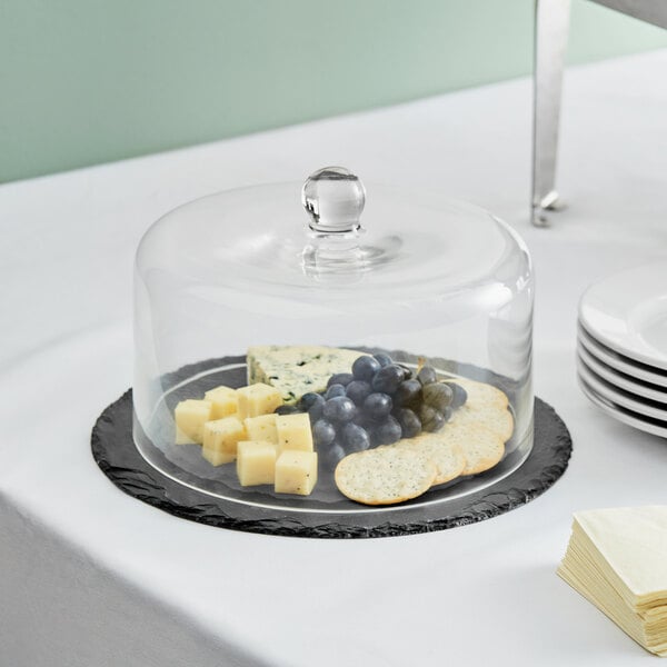 Acopa Serving Tray w/ 9 1/2" Glass Dome and Soapstone Chalk – item 303LSRGL12K