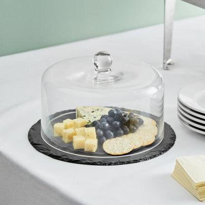 Acopa Serving Tray w/ 9 1/2" Glass Dome and Soapstone Chalk – item 303LSRGL12K