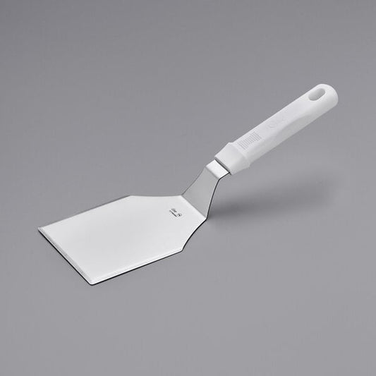 Choice 5" x 4" Beveled Turner w/ White Polypropylene Handle – item 407TRNRSW54