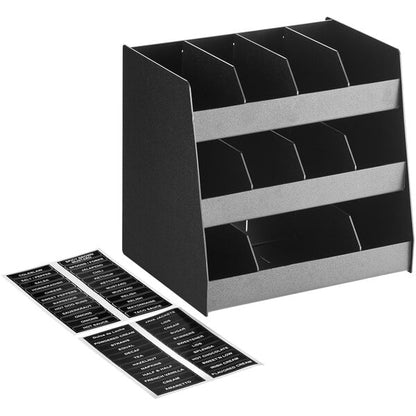 ServSense Black 11-Section Condiment Organizer - 16" x 12" – item 651CNOPLH11