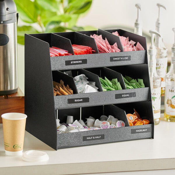 ServSense Black 11-Section Condiment Organizer - 16" x 12" – item 651CNOPLH11 image 2