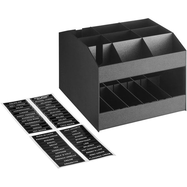 ServSense Black 24-Section Dual-Sided Condiment Organizer – item 651CNOPLH24