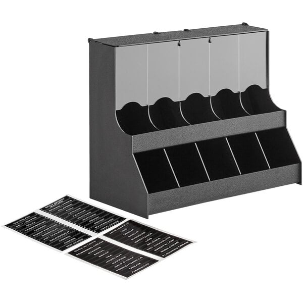 ServSense Black 10-Section Gravity-Fed Condiment Organizer – item 651CNOPLLG5