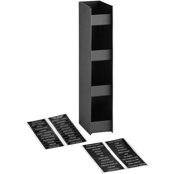 ServSense Black 4-Section Condiment Organizer - 4 1/4" x 7" – item 651CNOPLV4