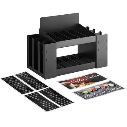 ServSense Black 10-Section Condiment Organizer w/ Dispenser – item 651CPCMOPL16