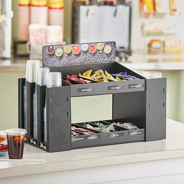 ServSense Black 10-Section Condiment Organizer w/ Dispenser – item 651CPCMOPL16 image 2