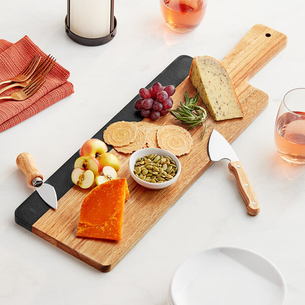 Acopa 17 1/2" x 7" Acacia Wood and Serving Board w/ Handle – item 303SBMB237