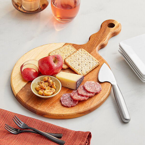 Acopa 10" Round Acacia Wood Serving Board w/ Handle – item 303SBR10
