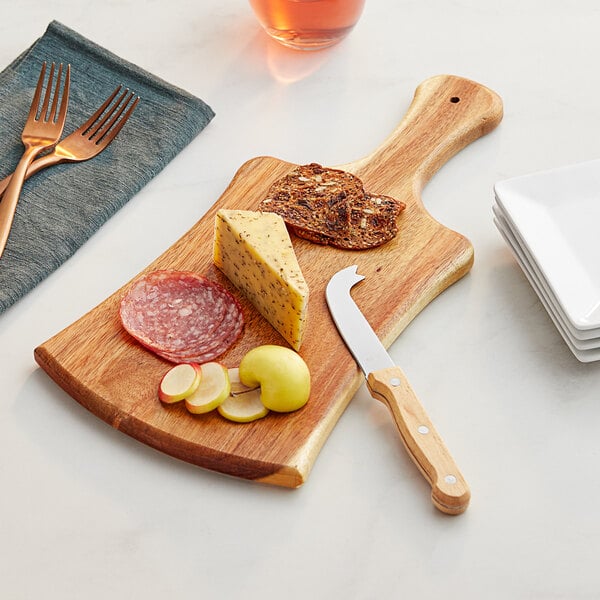 Acopa 9 1/2" x 7" Acacia Wood Serving Board w/ Handle – item 303SBRT147