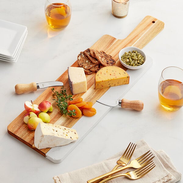 Acopa 17 1/2" x 7" Acacia Wood and Serving Board w/ Handle – item 303SBMW237