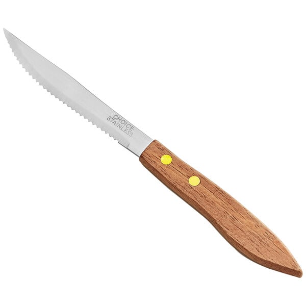 Choice Steak Knife w/ Natural Wood Euro Handle & Pointed Tip – item 17630111