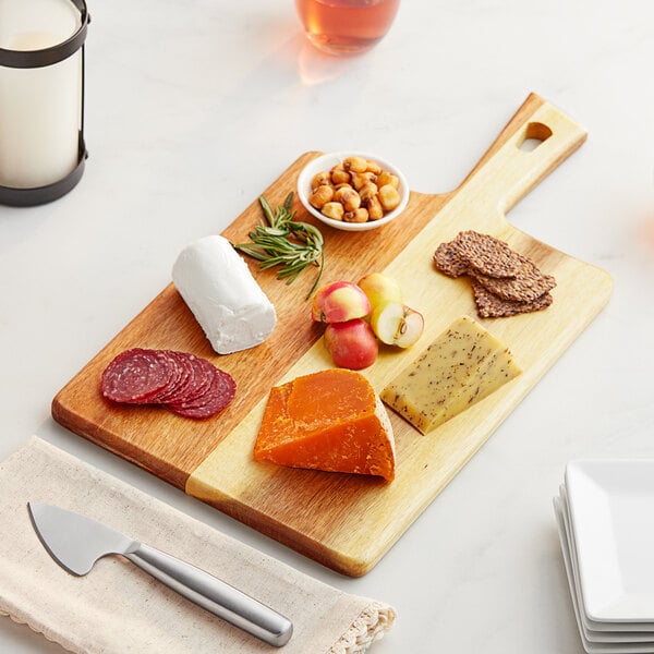 Acopa 12 1/2" x 9 1/4" Acacia Wood Serving Board w/ Handle – item 303SBRT179